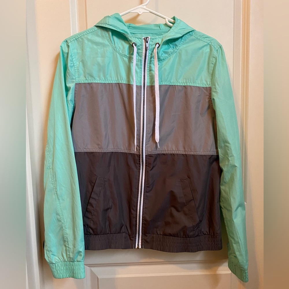 NWOT Zine Teal and Grey Windbreaker